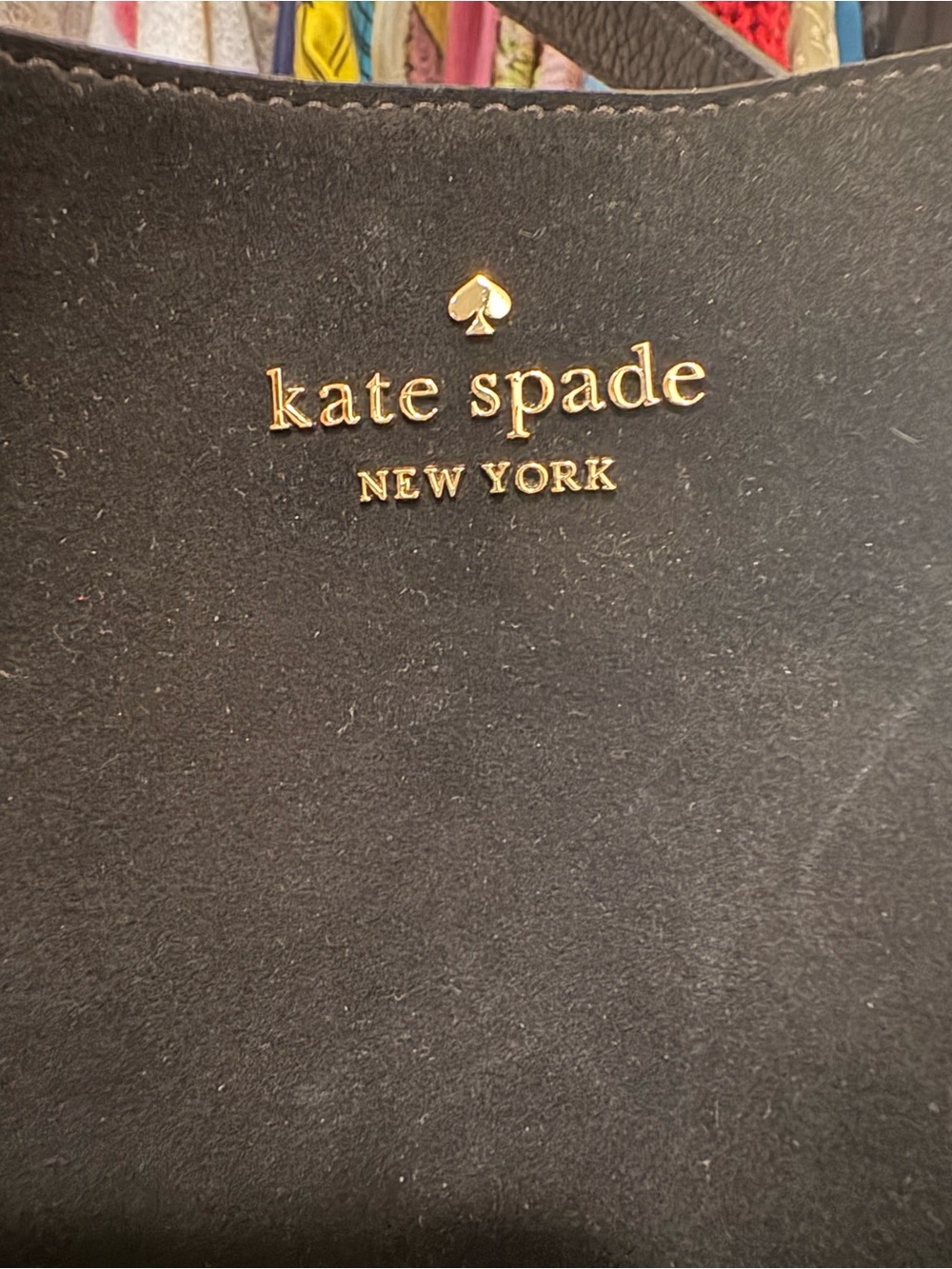 Kate Spade | Lena Bucket Handbag | Black Leather w/Suede - Picture 10 of 17
